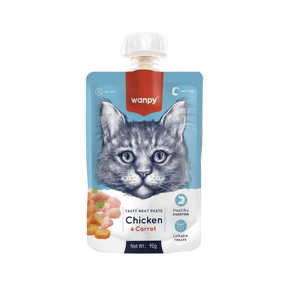 Wanpy Adult Cat Tasty Meat Paste Chicken & Carrot 90 g Pouch