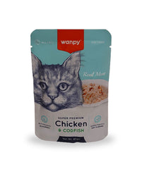 Wanpy Adult Cat Real Meat Chicken & Codfish 85 g Pouch