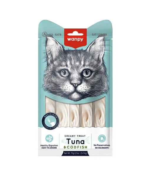 Wanpy Adult Cat Creamy Lickable Treat Tuna & Codfish 70 g Pouch