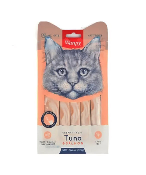 Wanpy Adult Cat Creamy Lickable Treats Tuna & Salmon 70 g Pouch